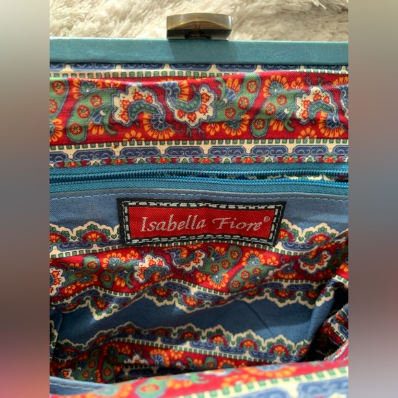 Isabella Fiore Leather Purse - Floral Embroider Hand Bag. - Picture 5 of 13